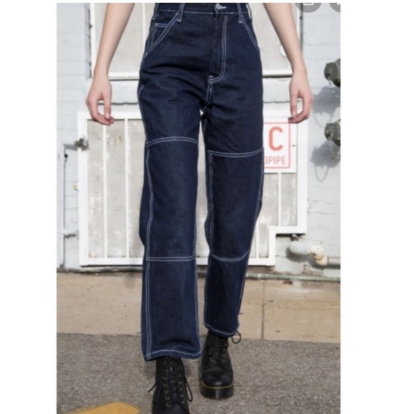 Brandy Melville Denim - Brandy Melville J. Galt Carpenter Jeans Dark Wash Contrast Stitch Double Knee S